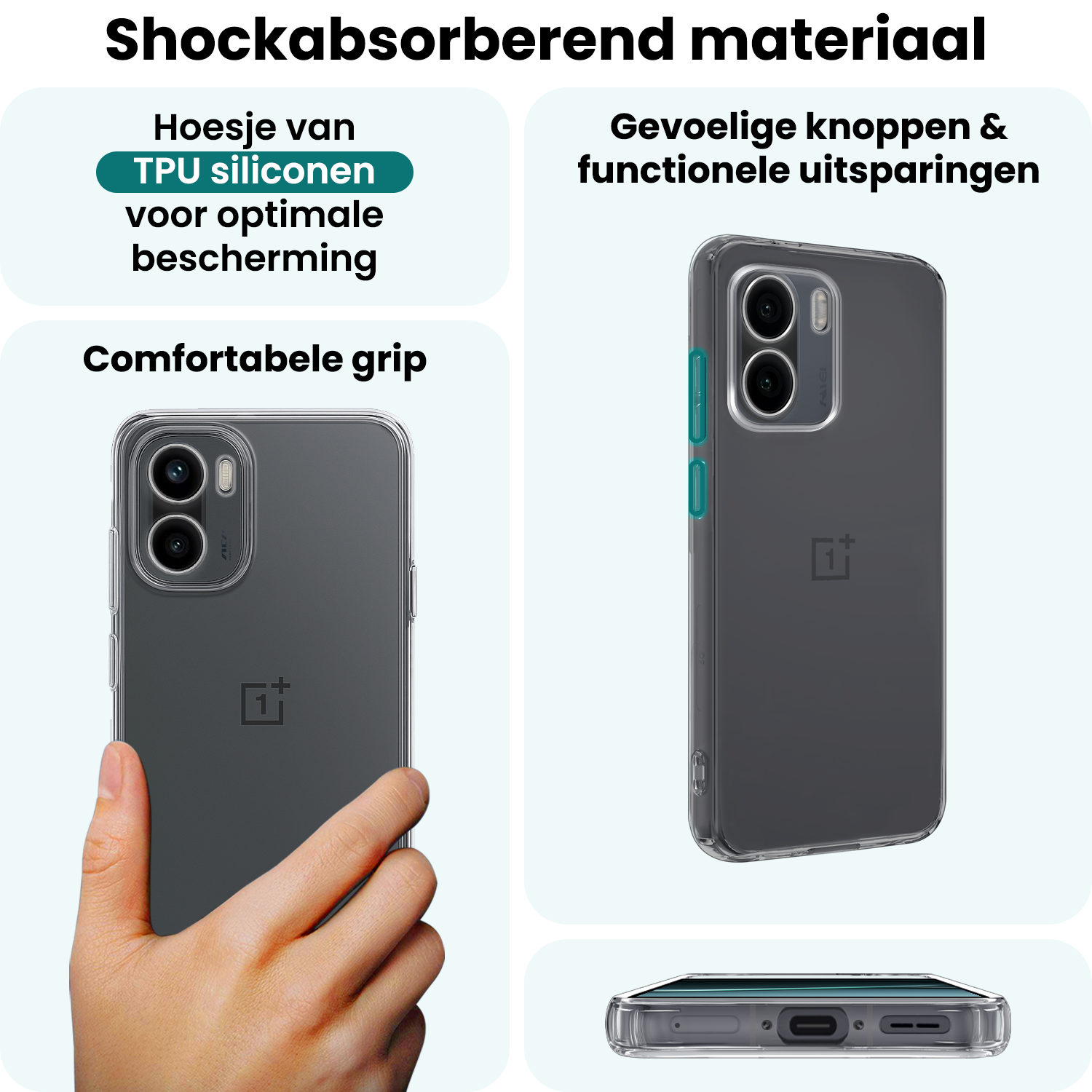 Forterra Forterra OnePlus 15R Hoesje Siliconen Met 2x Screenprotector - Transparant
