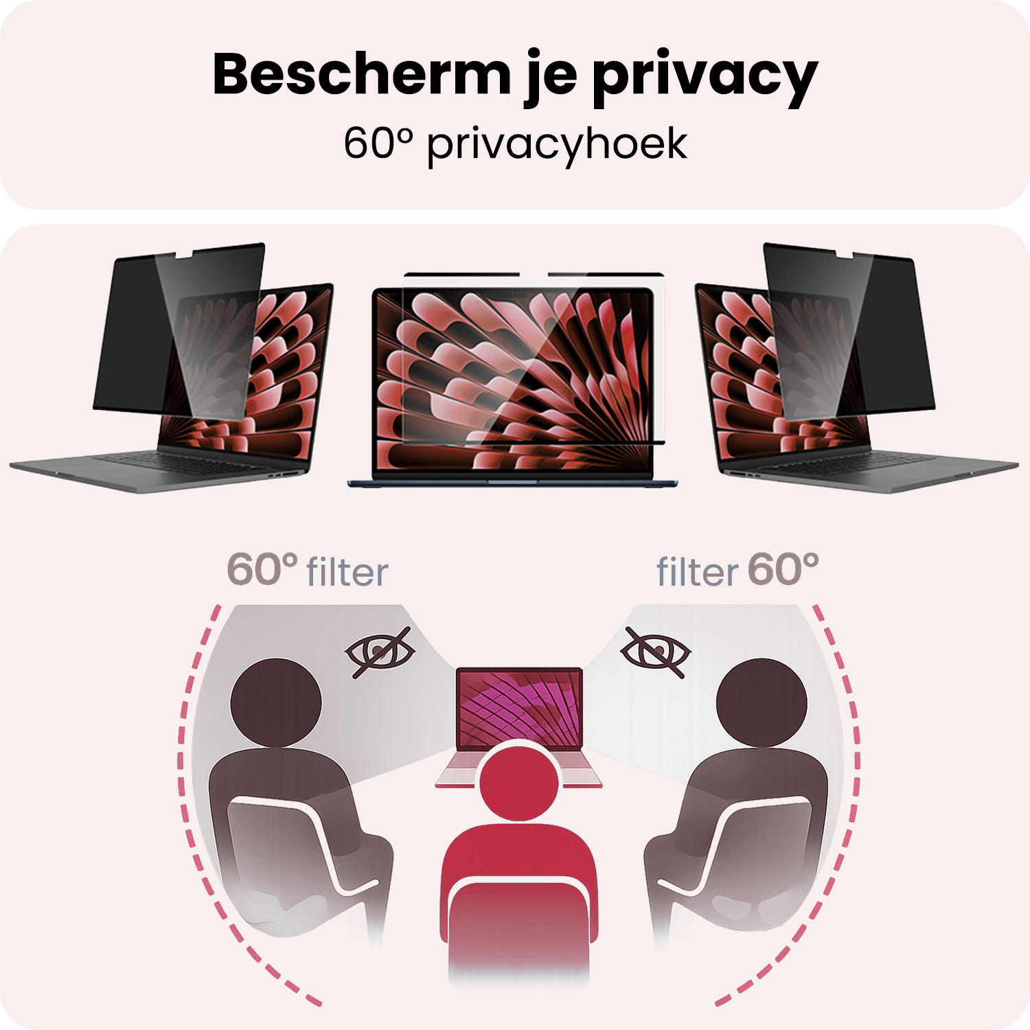 NoXx NoXx MacBook 13,6 Inch Privacy Screenprotector - 3 PACK