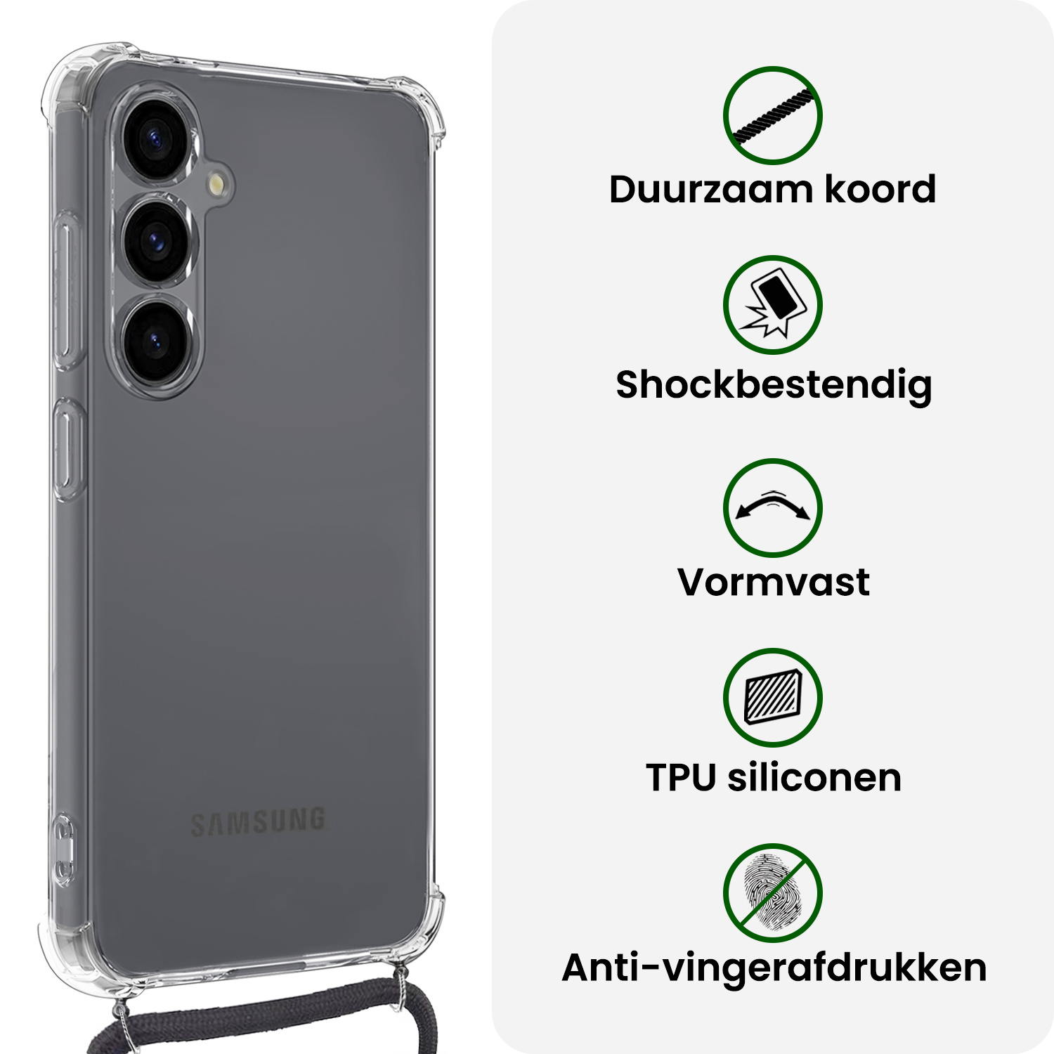 BASEY. BASEY. Samsung Galaxy S26 Hoesje Transparant Shockproof Met Zwart Koord