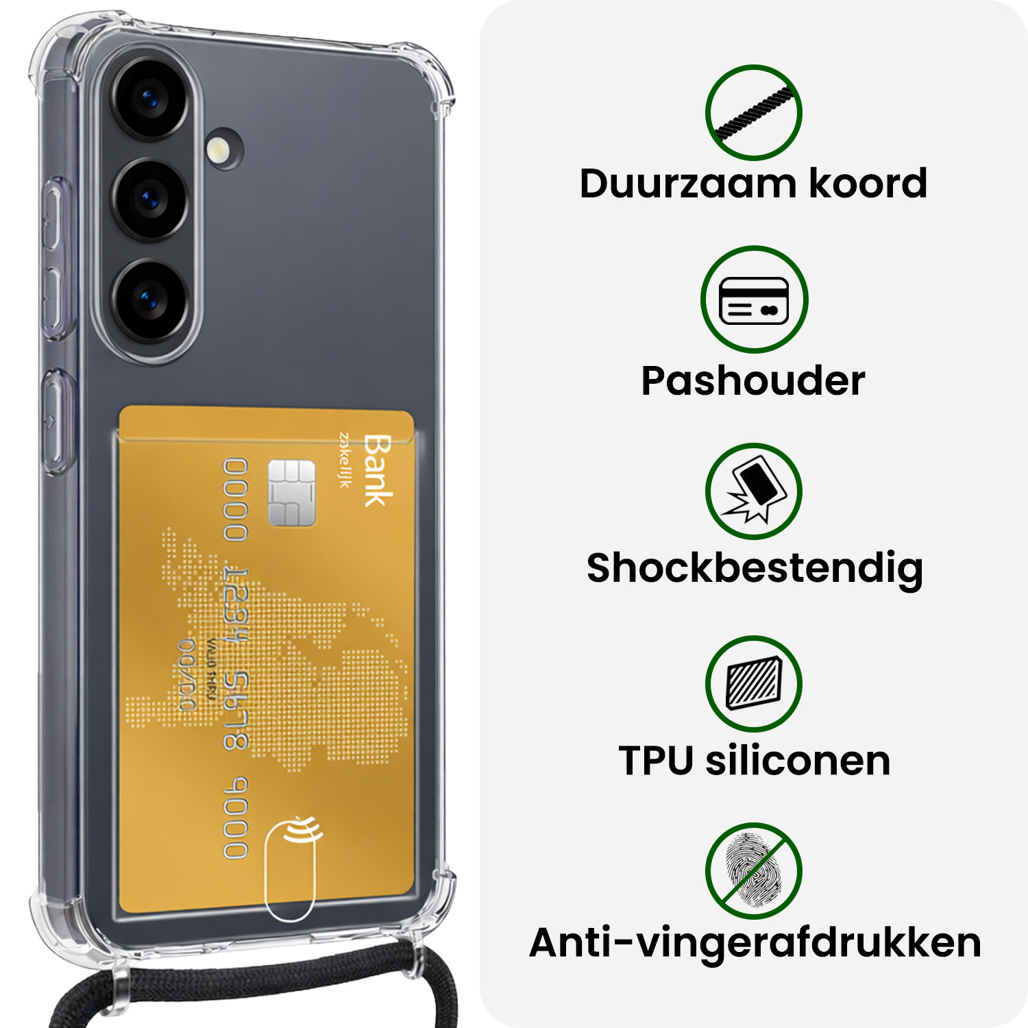 BASEY. BASEY. Samsung Galaxy S26 Hoesje Pashouder met Koord Met 2x Screenprotector
