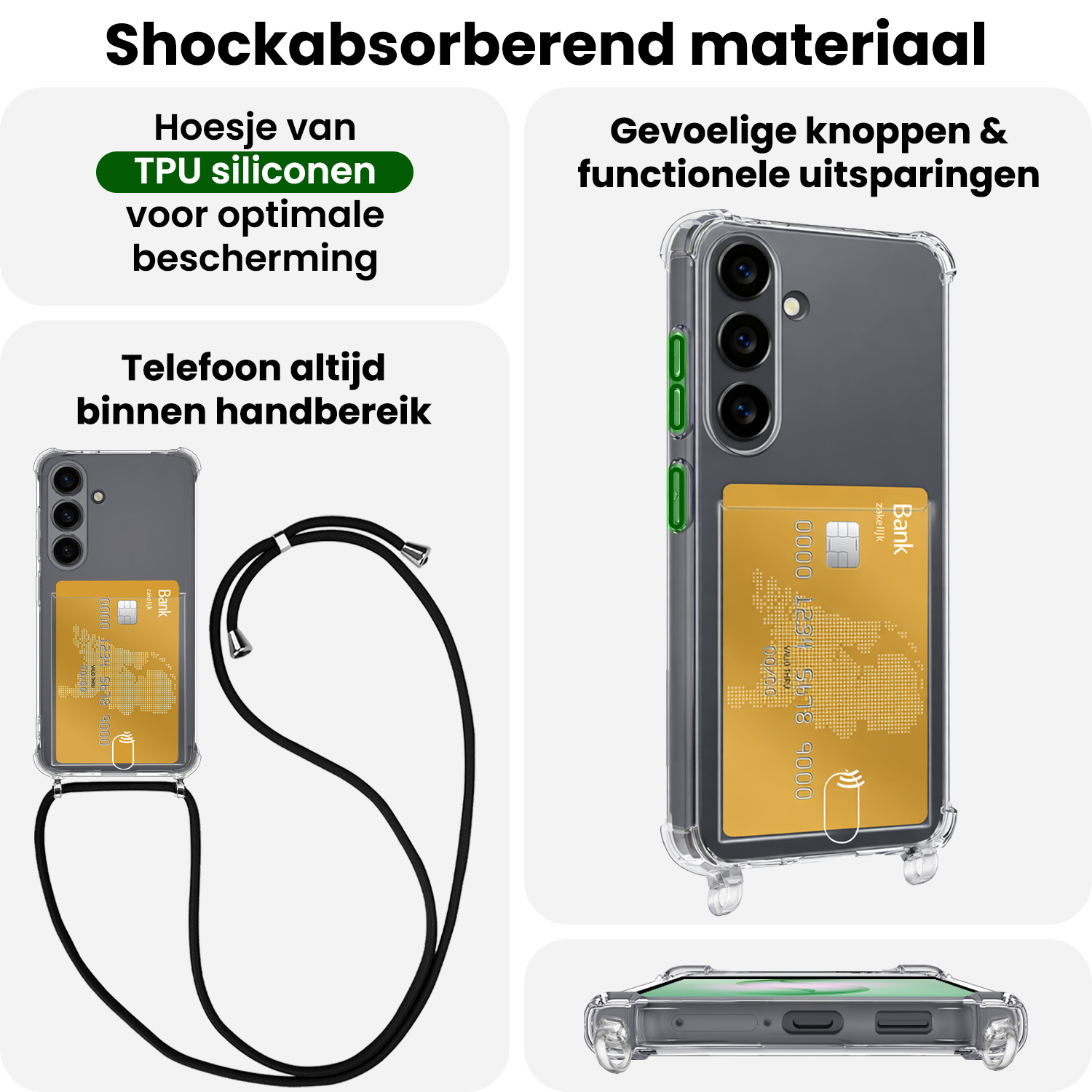 BASEY. BASEY. Samsung Galaxy S26 Hoesje Pashouder met Koord Met 2x Screenprotector