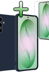 BASEY. BASEY. Samsung Galaxy S26 Hoesje Siliconen Met Screenprotector - Donkerblauw