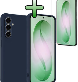 BASEY. BASEY. Samsung Galaxy S26 Hoesje Siliconen Met Screenprotector - Donkerblauw