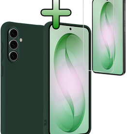 BASEY. BASEY. Samsung Galaxy S26 Hoesje Siliconen Met Screenprotector - Donkergroen