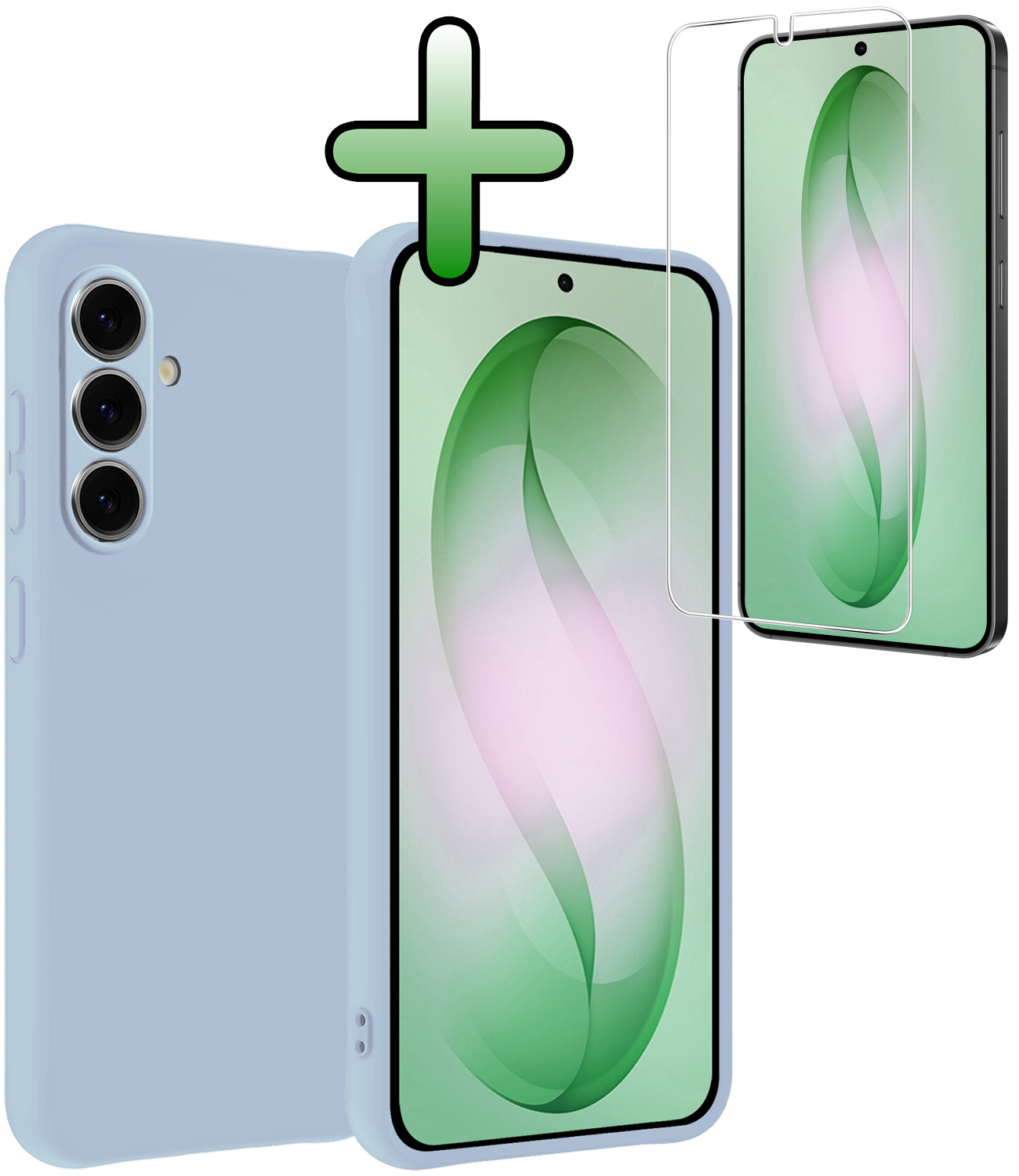 BASEY. BASEY. Samsung Galaxy S26 Hoesje Siliconen Met Screenprotector - Lichtblauw