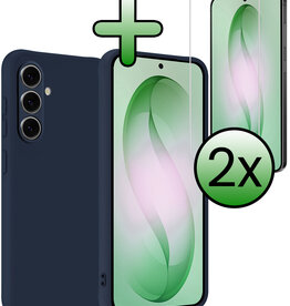 BASEY. BASEY. Samsung Galaxy S26 Hoesje Siliconen Met 2x Screenprotector - Donkerblauw