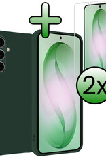 BASEY. BASEY. Samsung Galaxy S26 Hoesje Siliconen Met 2x Screenprotector - Donkergroen
