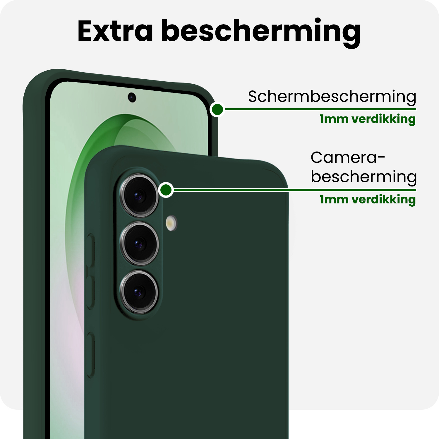 BASEY. BASEY. Samsung Galaxy S26 Hoesje Siliconen Met 2x Screenprotector - Donkergroen