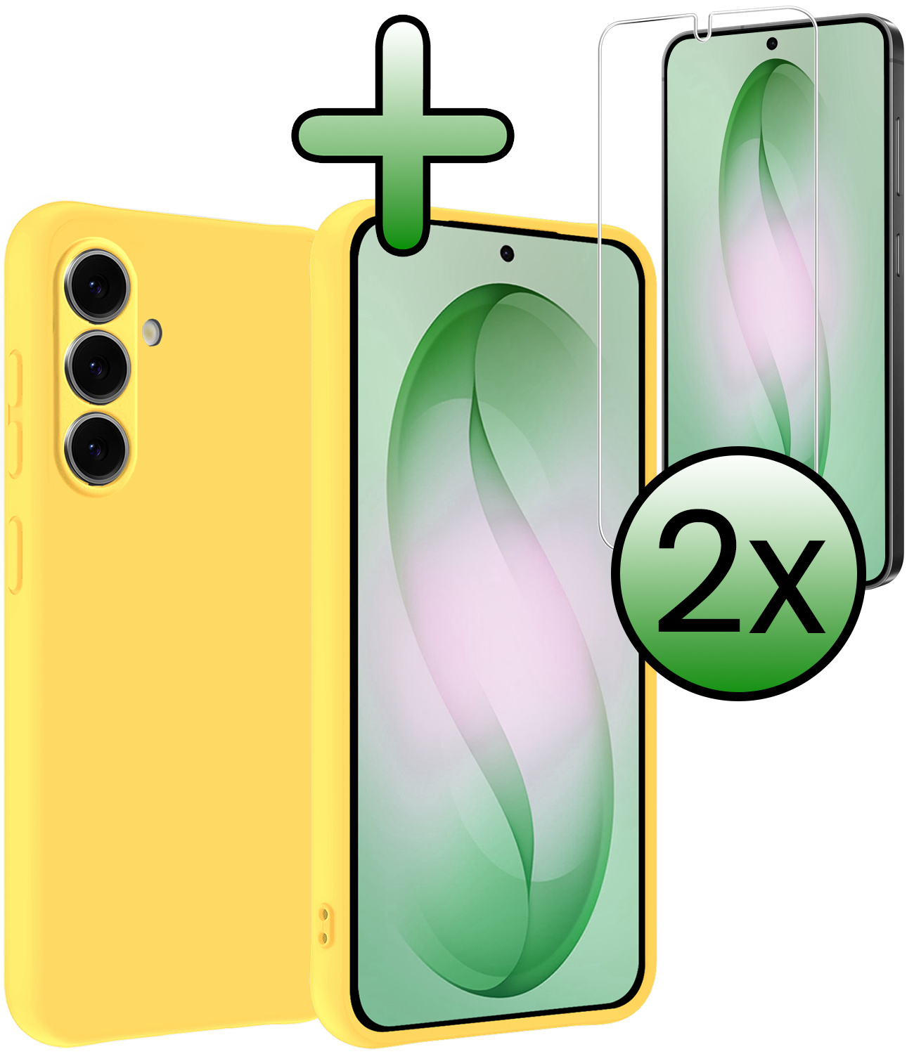 BASEY. BASEY. Samsung Galaxy S26 Hoesje Siliconen Met 2x Screenprotector - Geel