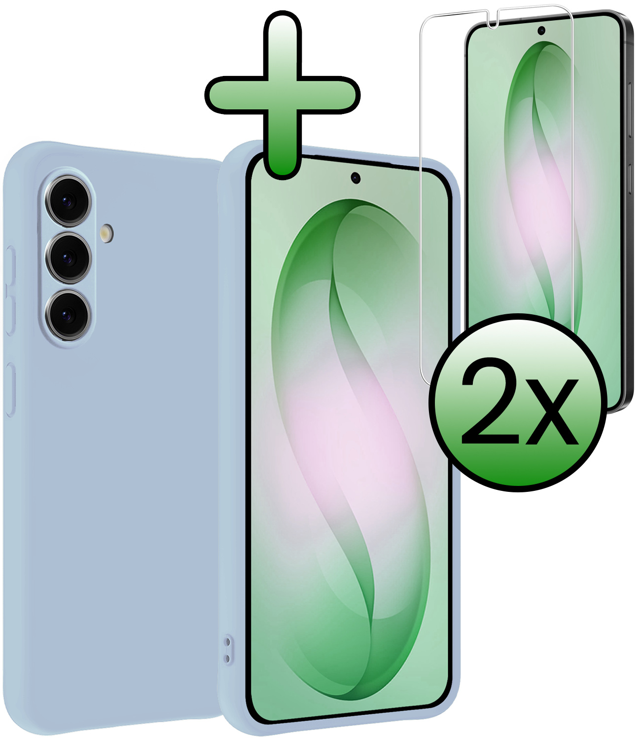 BASEY. BASEY. Samsung Galaxy S26 Hoesje Siliconen Met 2x Screenprotector - Lichtblauw