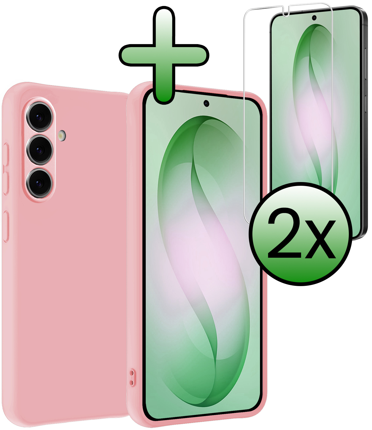 BASEY. BASEY. Samsung Galaxy S26 Hoesje Siliconen Met 2x Screenprotector - Lichtroze