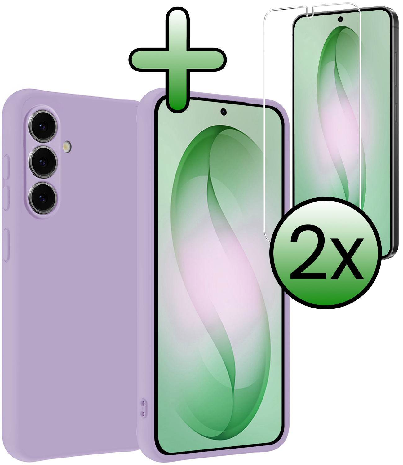 BASEY. BASEY. Samsung Galaxy S26 Hoesje Siliconen Met 2x Screenprotector - Lila