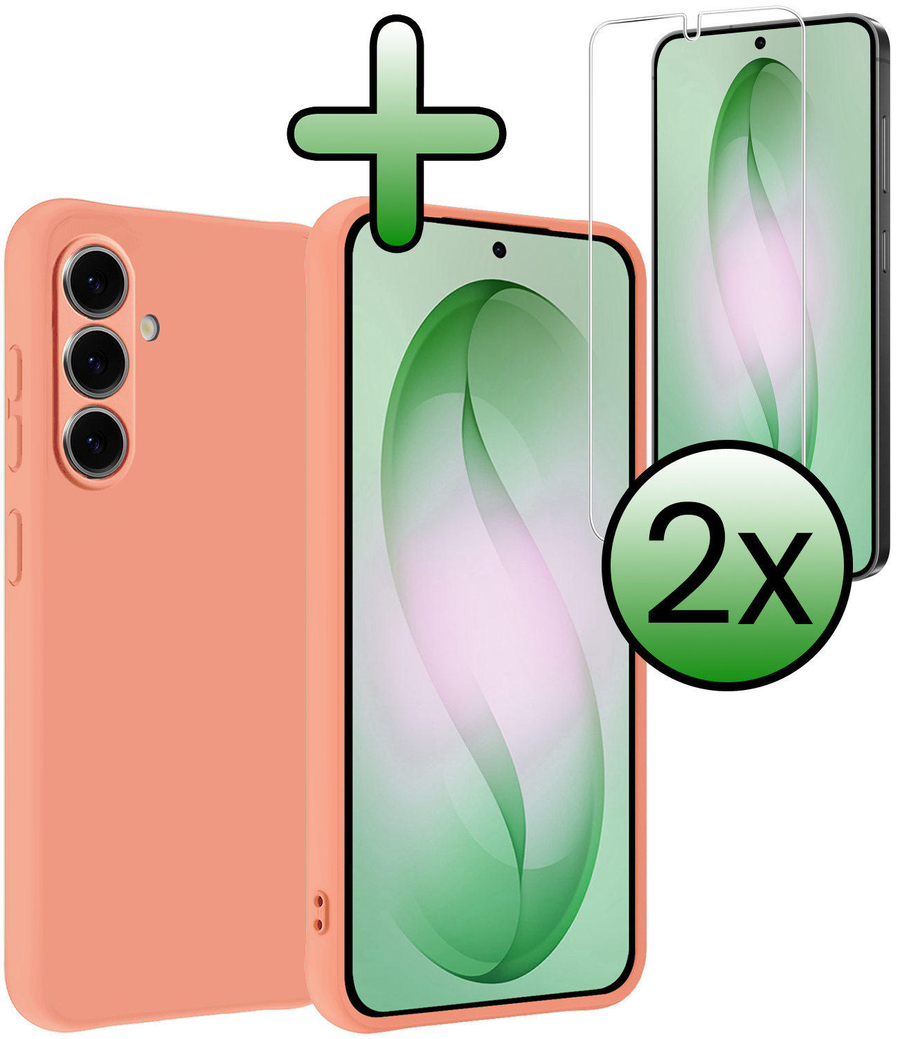 BASEY. BASEY. Samsung Galaxy S26 Hoesje Siliconen Met 2x Screenprotector - Perzik