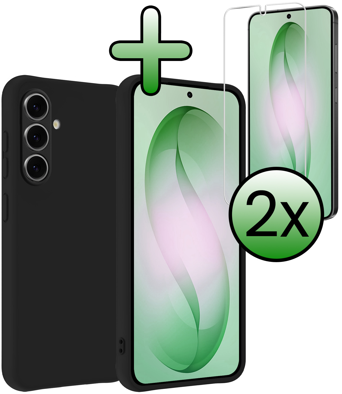 BASEY. BASEY. Samsung Galaxy S26 Hoesje Siliconen Met 2x Screenprotector - Zwart