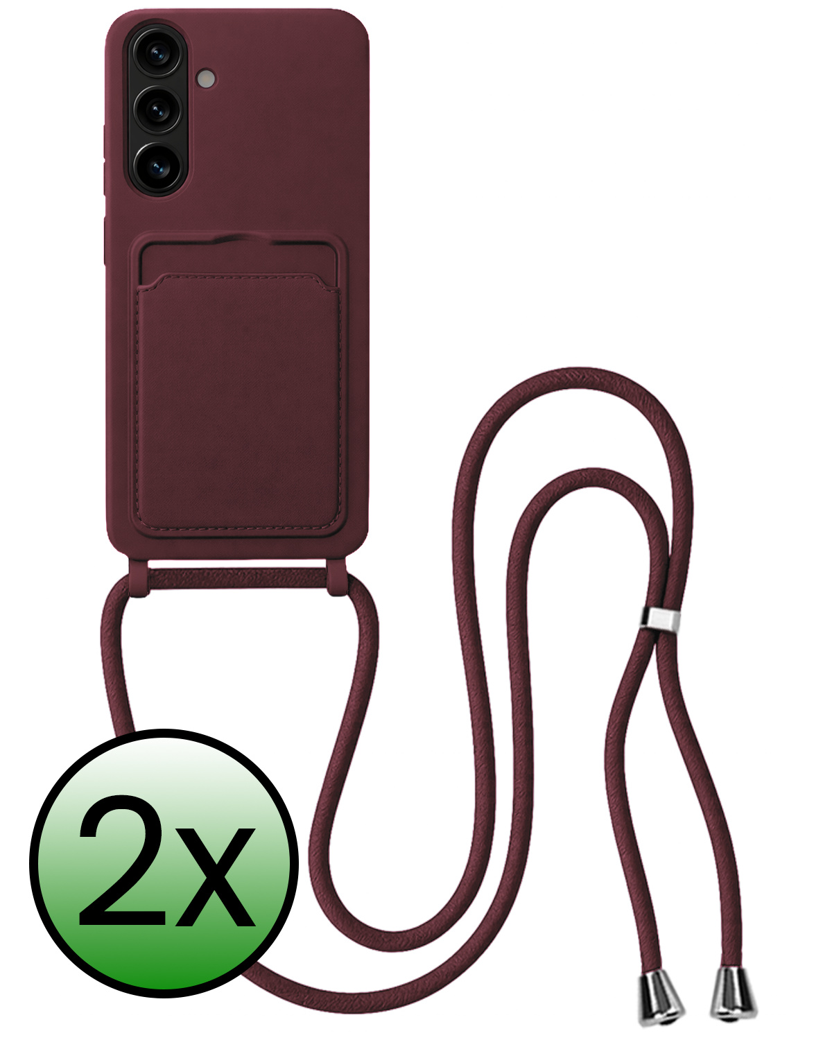 BASEY. BASEY. Samsung Galaxy S26 Hoesje Pashouder met Koord - Aubergine - 2 PACK