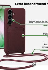 BASEY. BASEY. Samsung Galaxy S26 Hoesje Pashouder met Koord Met Screenprotector - Aubergine