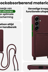 BASEY. BASEY. Samsung Galaxy S26 Hoesje Pashouder met Koord Met Screenprotector - Aubergine