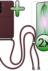 BASEY. BASEY. Samsung Galaxy S26 Hoesje Pashouder met Koord Met 2x Screenprotector - Aubergine