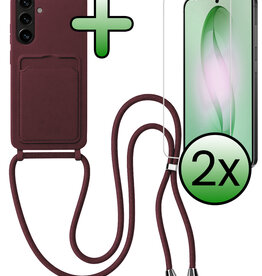 BASEY. BASEY. Samsung Galaxy S26 Hoesje Pashouder met Koord Met 2x Screenprotector - Aubergine