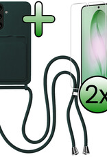 BASEY. BASEY. Samsung Galaxy S26 Hoesje Pashouder met Koord Met 2x Screenprotector - Donkergroen