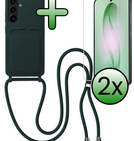 BASEY. BASEY. Samsung Galaxy S26 Hoesje Pashouder met Koord Met 2x Screenprotector - Donkergroen