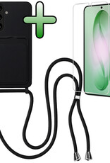 BASEY. BASEY. Samsung Galaxy S26 Hoesje Pashouder met Koord Met Screenprotector - Zwart