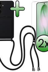 BASEY. BASEY. Samsung Galaxy S26 Hoesje Pashouder met Koord Met 2x Screenprotector - Zwart