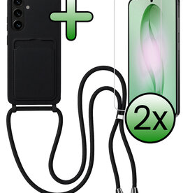 BASEY. BASEY. Samsung Galaxy S26 Hoesje Pashouder met Koord Met 2x Screenprotector - Zwart