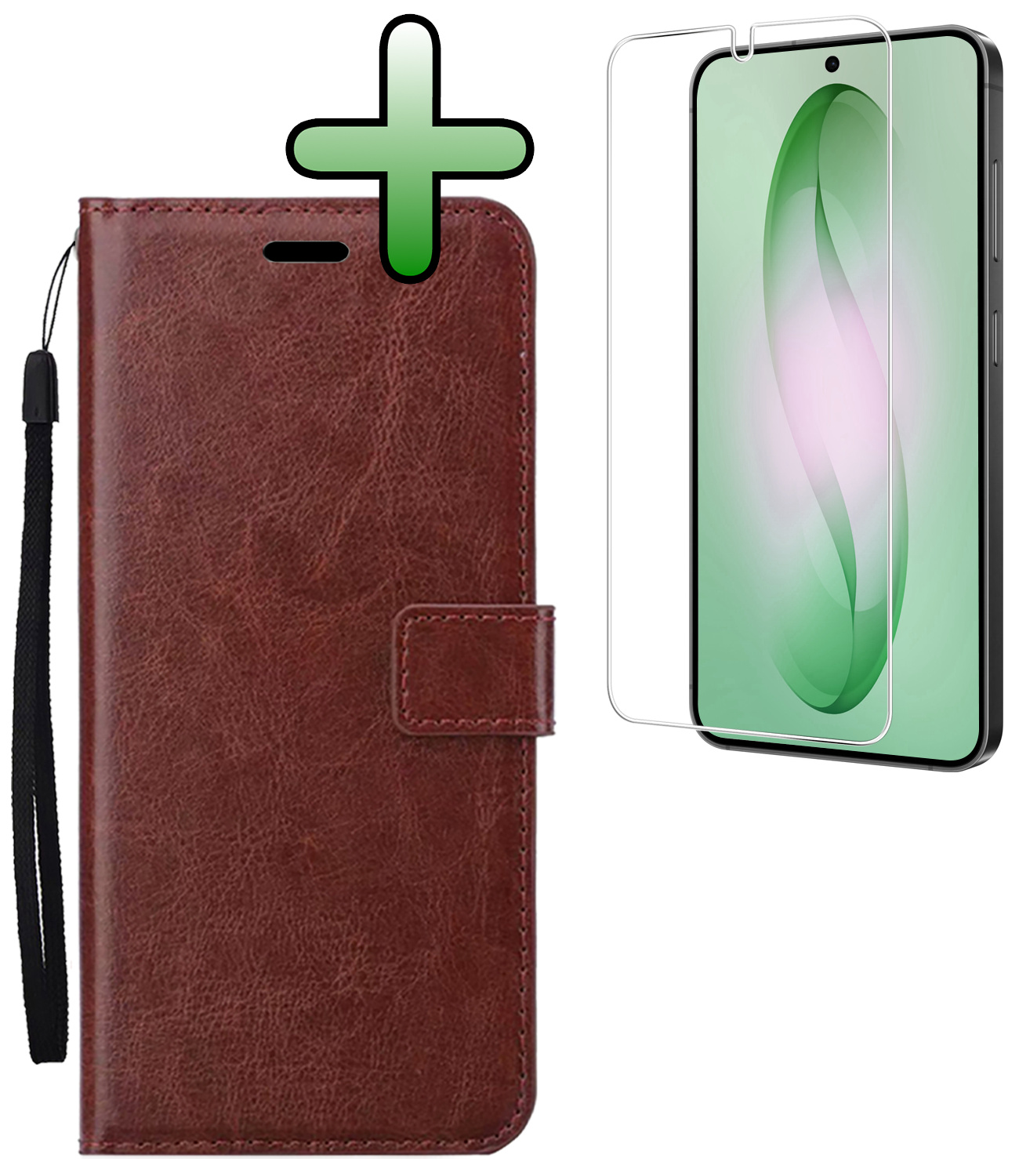 BASEY. BASEY. Samsung Galaxy S26 Hoesje Bookcase Met Screenprotector - Bruin