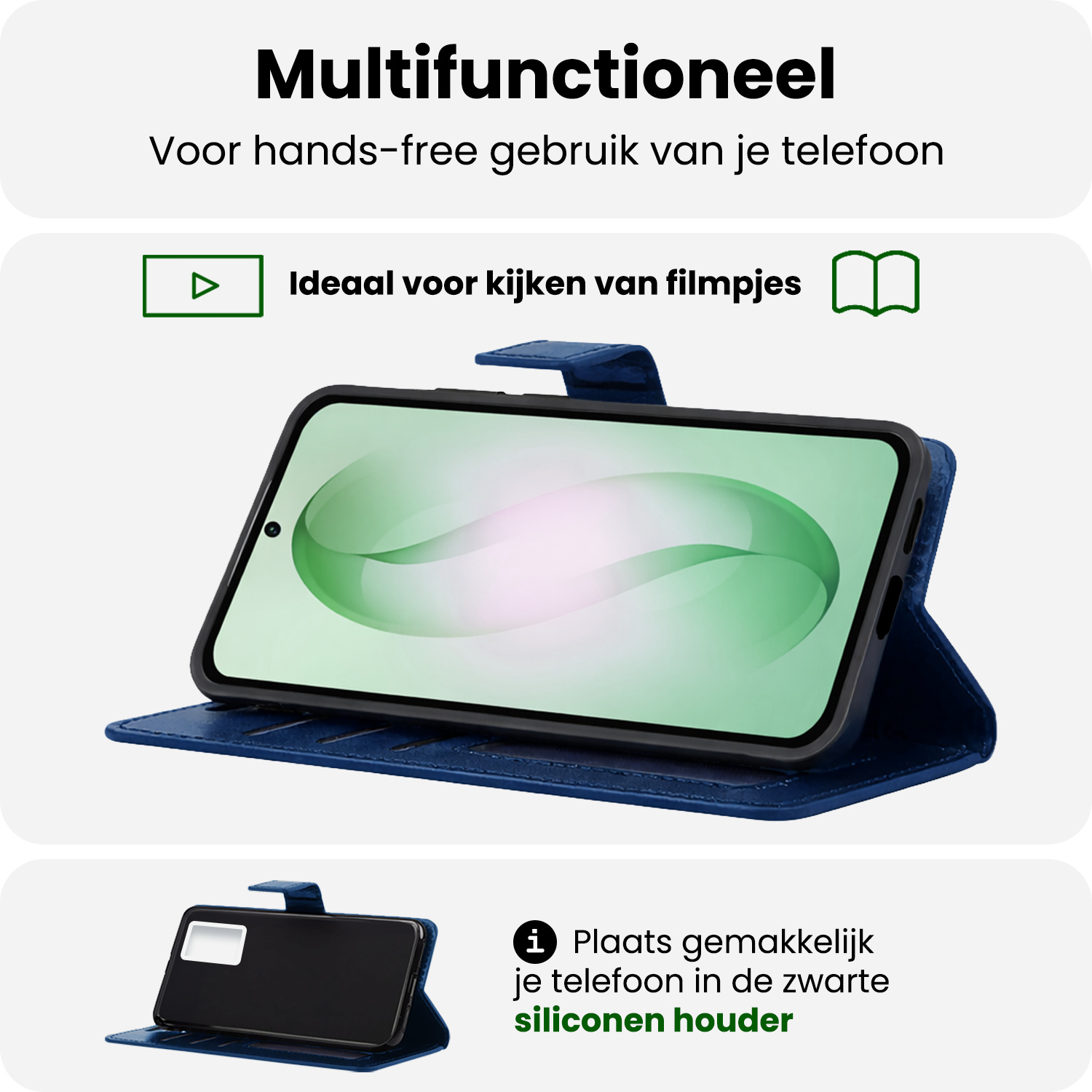 BASEY. BASEY. Samsung Galaxy S26 Hoesje Bookcase Met Screenprotector - Donkerblauw