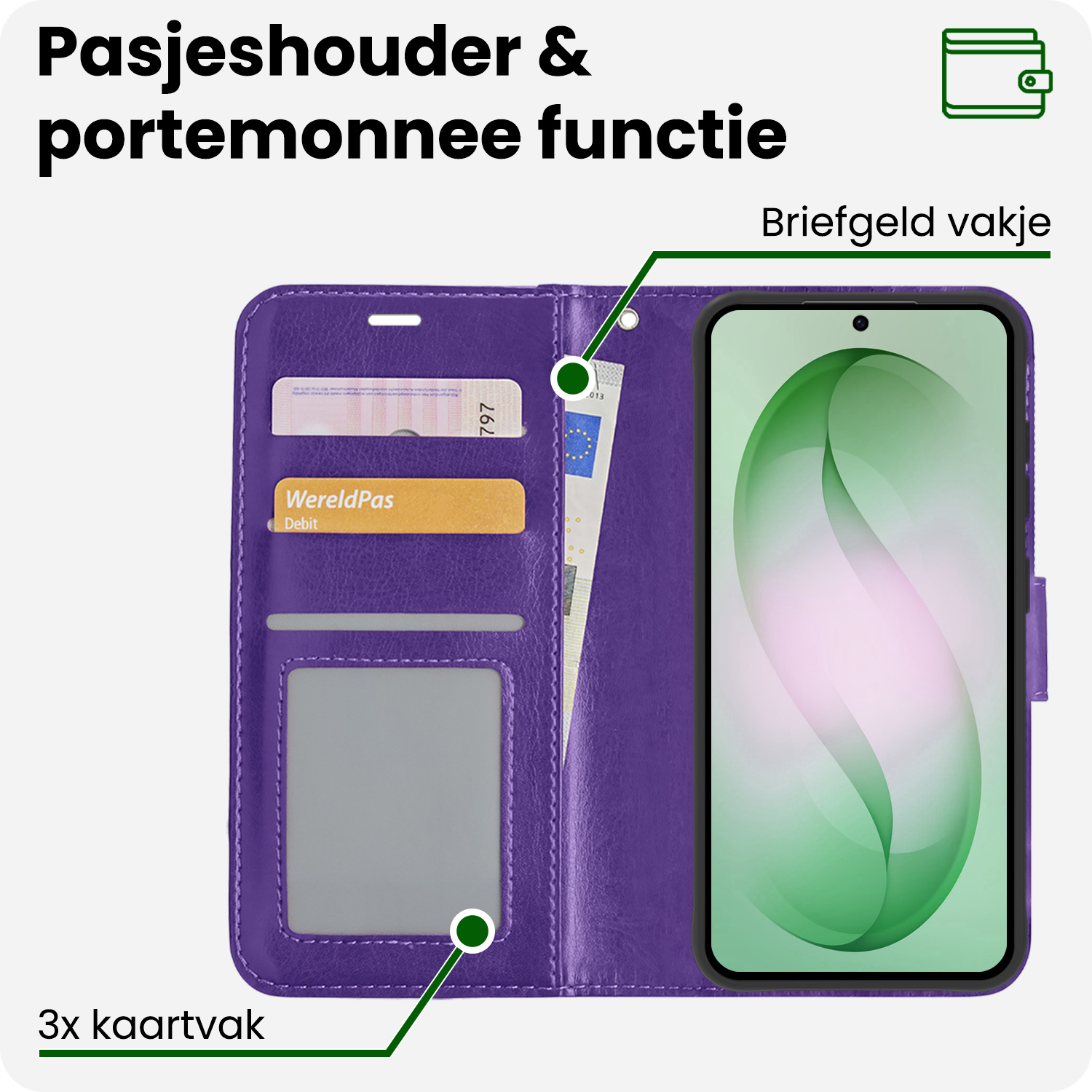 BASEY. BASEY. Samsung Galaxy S26 Hoesje Bookcase Met Screenprotector - Paars