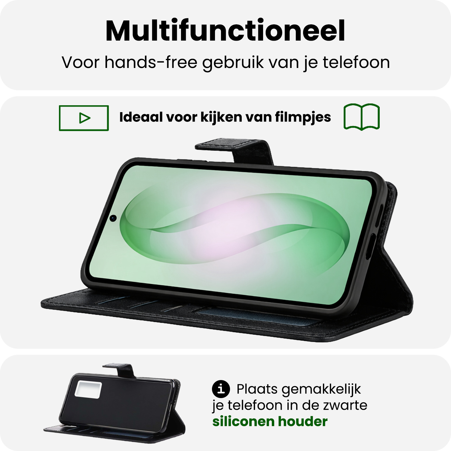 BASEY. BASEY. Samsung Galaxy S26 Hoesje Bookcase Met Screenprotector - Zwart