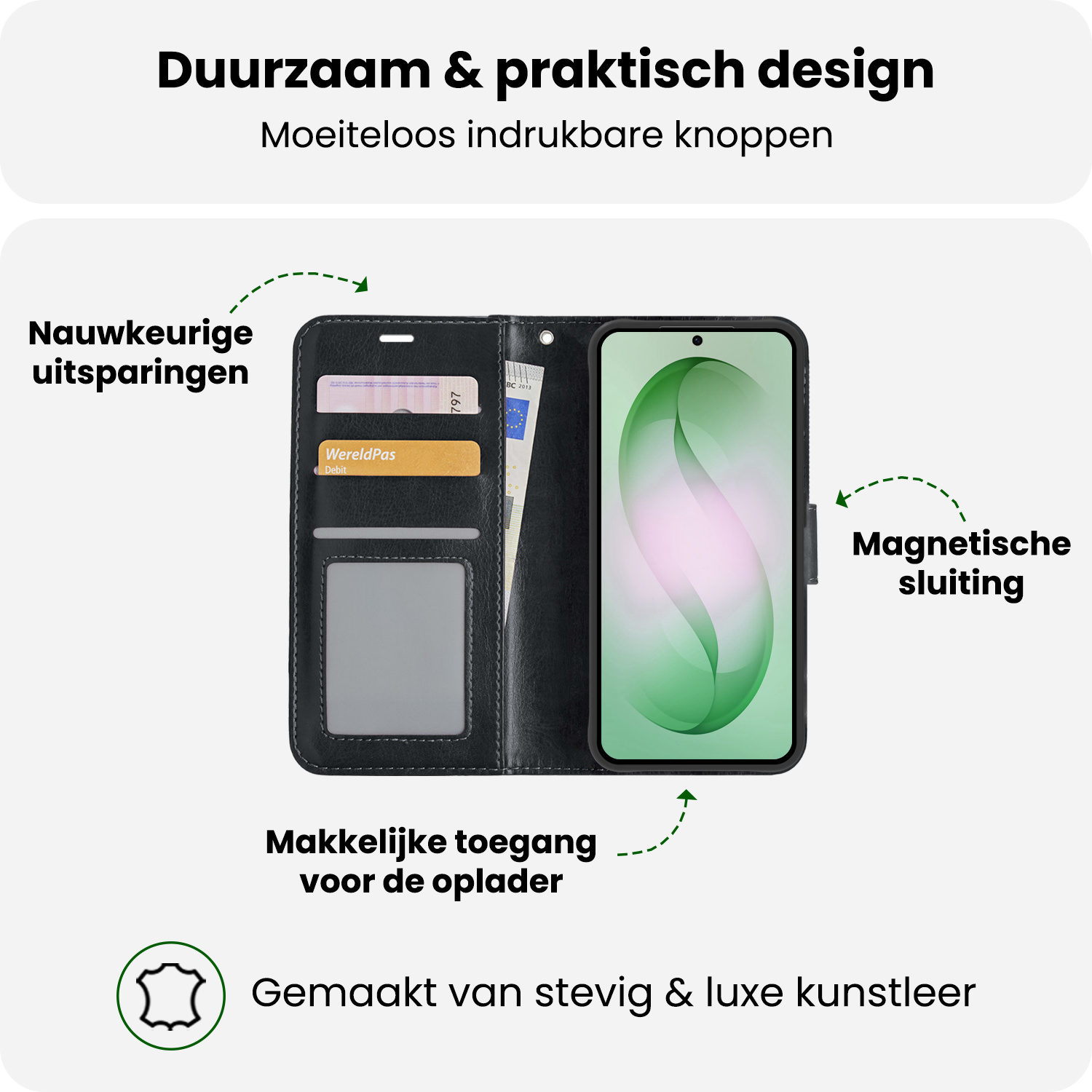 BASEY. BASEY. Samsung Galaxy S26 Hoesje Bookcase Met Screenprotector - Zwart