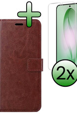 BASEY. BASEY. Samsung Galaxy S26 Hoesje Bookcase Met 2x Screenprotector - Bruin