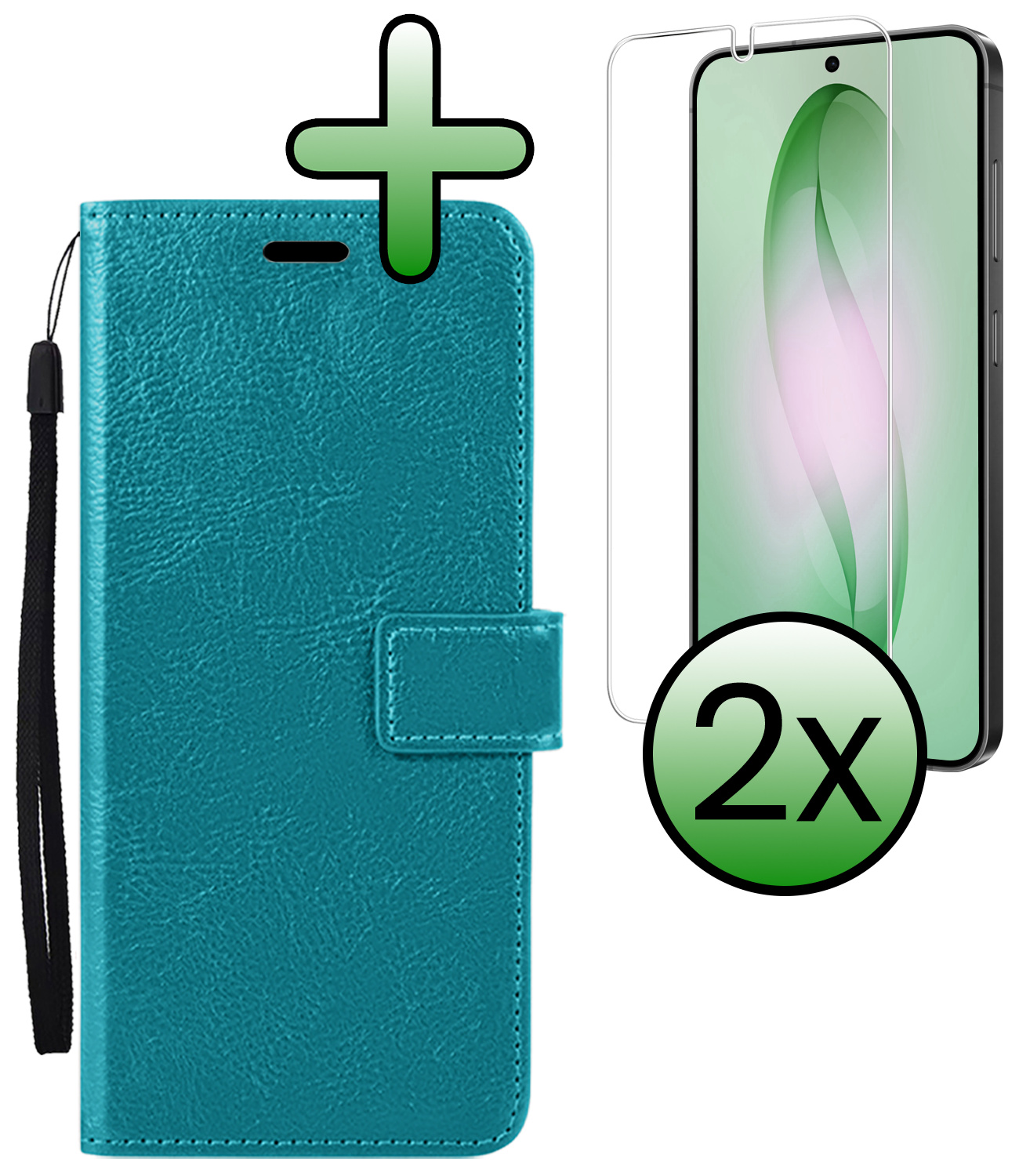 BASEY. BASEY. Samsung Galaxy S26 Hoesje Bookcase Met 2x Screenprotector - Turquoise