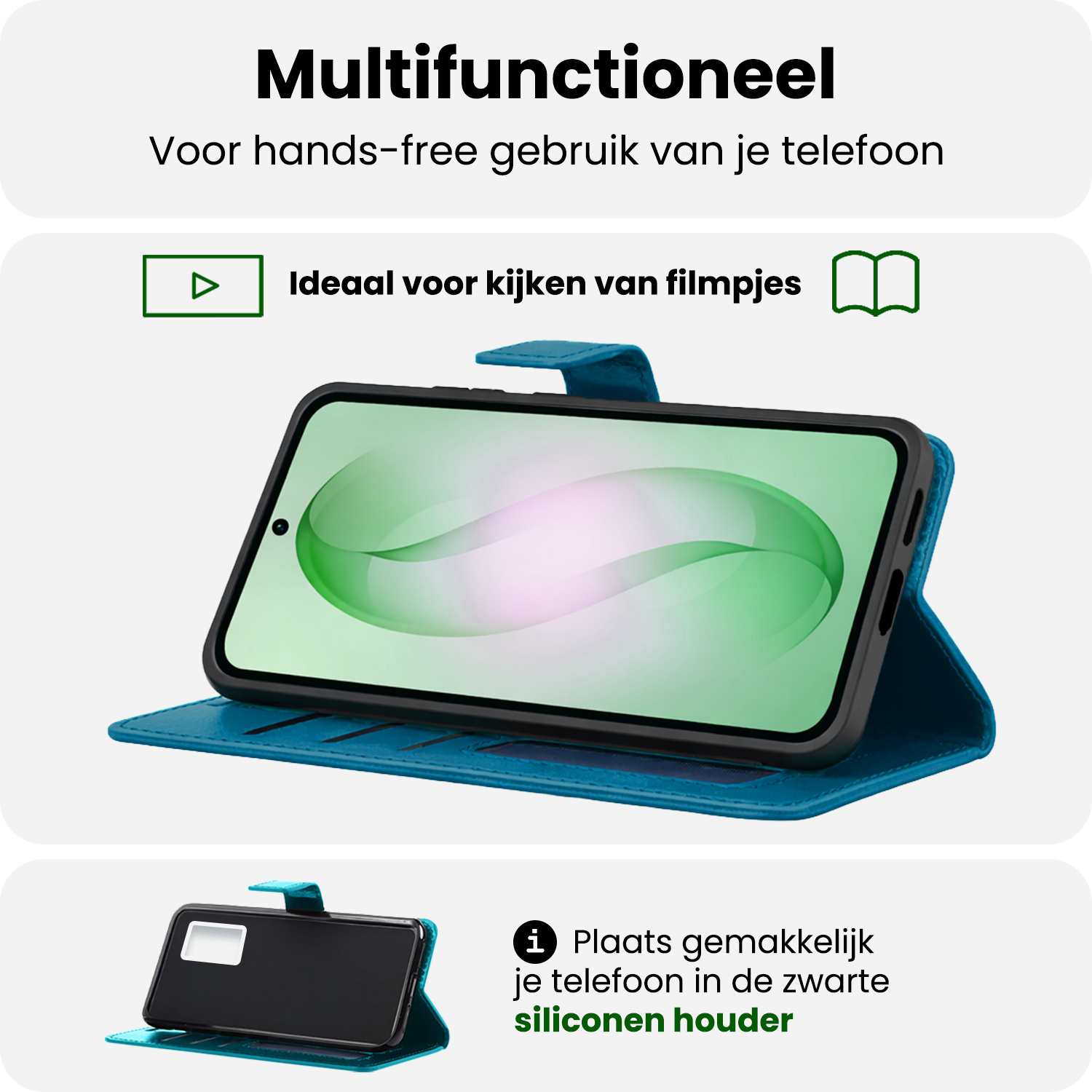 BASEY. BASEY. Samsung Galaxy S26 Hoesje Bookcase Met 2x Screenprotector - Turquoise