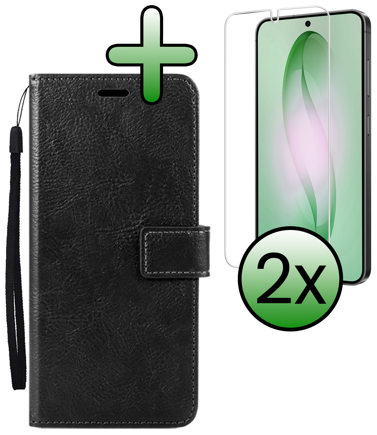 BASEY. BASEY. Samsung Galaxy S26 Hoesje Bookcase Met 2x Screenprotector - Zwart
