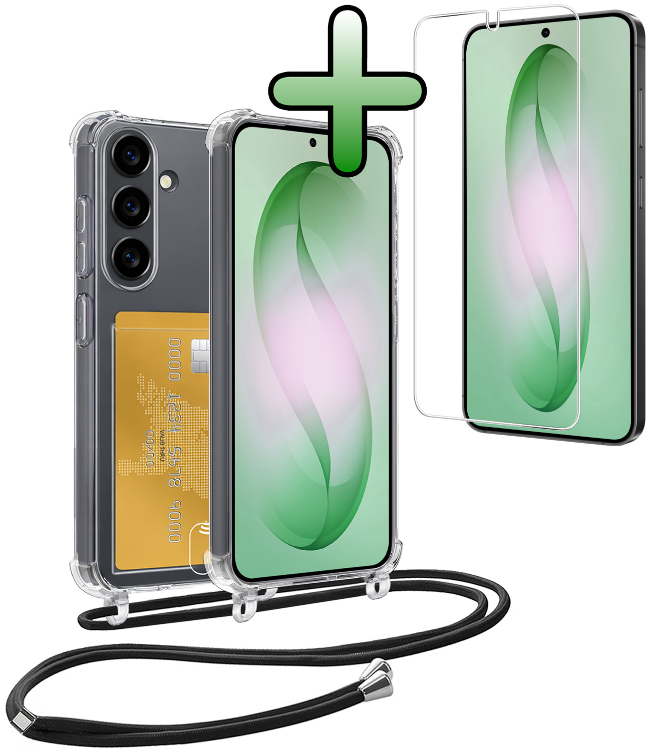 BASEY. BASEY. Samsung Galaxy S26 Plus Hoesje Pashouder met Koord Met Screenprotector