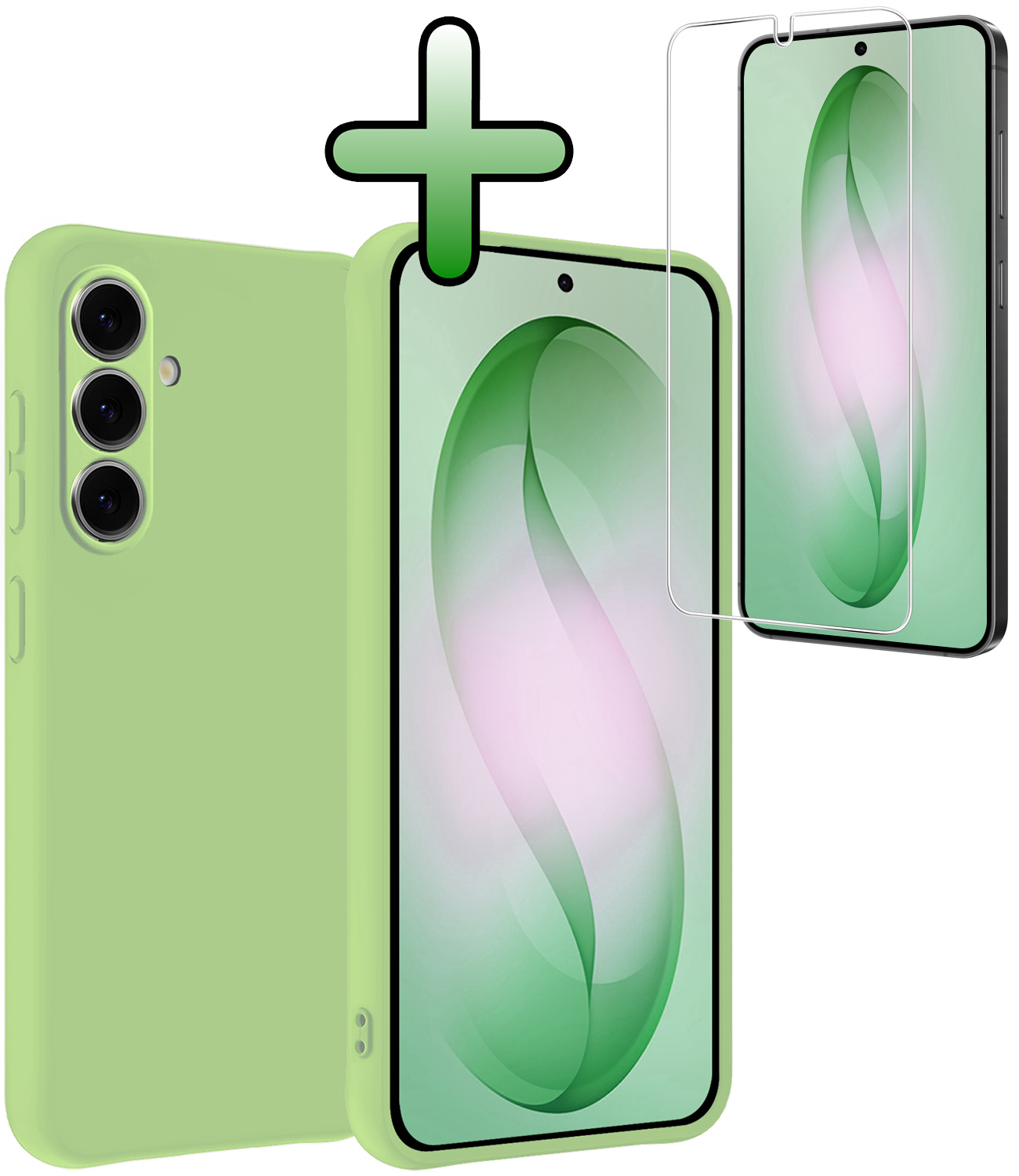 BASEY. BASEY. Samsung Galaxy S26 Plus Hoesje Siliconen Met Screenprotector - Groen