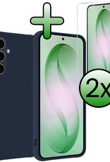 BASEY. BASEY. Samsung Galaxy S26 Plus Hoesje Siliconen Met 2x Screenprotector - Donkerblauw