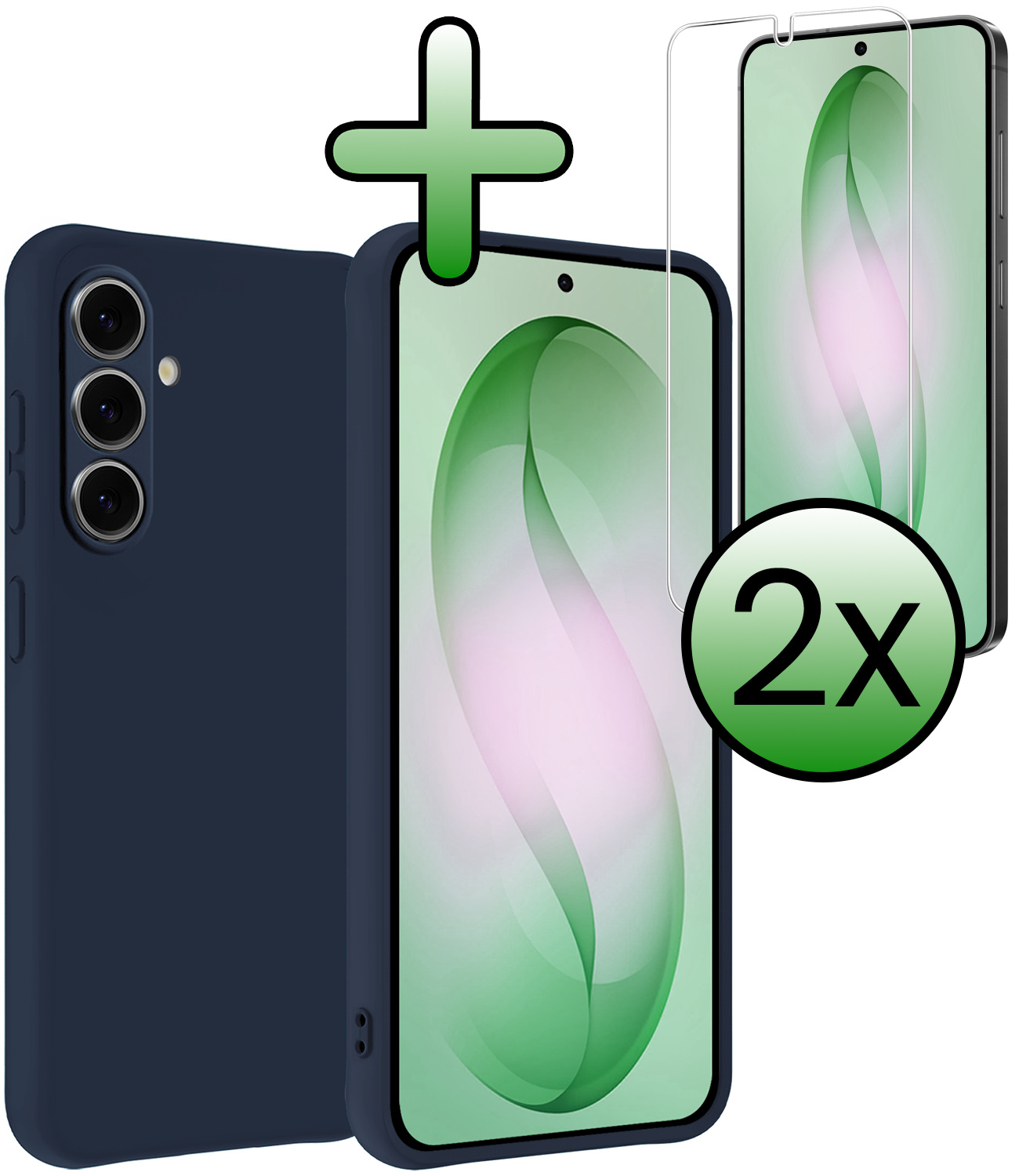 BASEY. BASEY. Samsung Galaxy S26 Plus Hoesje Siliconen Met 2x Screenprotector - Donkerblauw