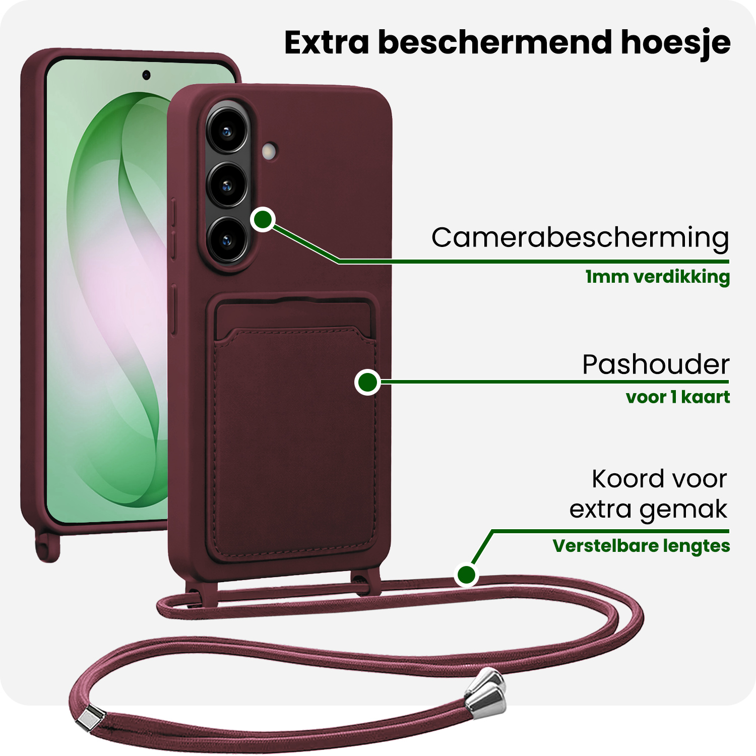 BASEY. BASEY. Samsung Galaxy S26 Plus Hoesje Pashouder met Koord - Aubergine