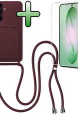 BASEY. BASEY. Samsung Galaxy S26 Plus Hoesje Pashouder met Koord Met Screenprotector - Aubergine