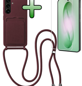BASEY. BASEY. Samsung Galaxy S26 Plus Hoesje Pashouder met Koord Met Screenprotector - Aubergine