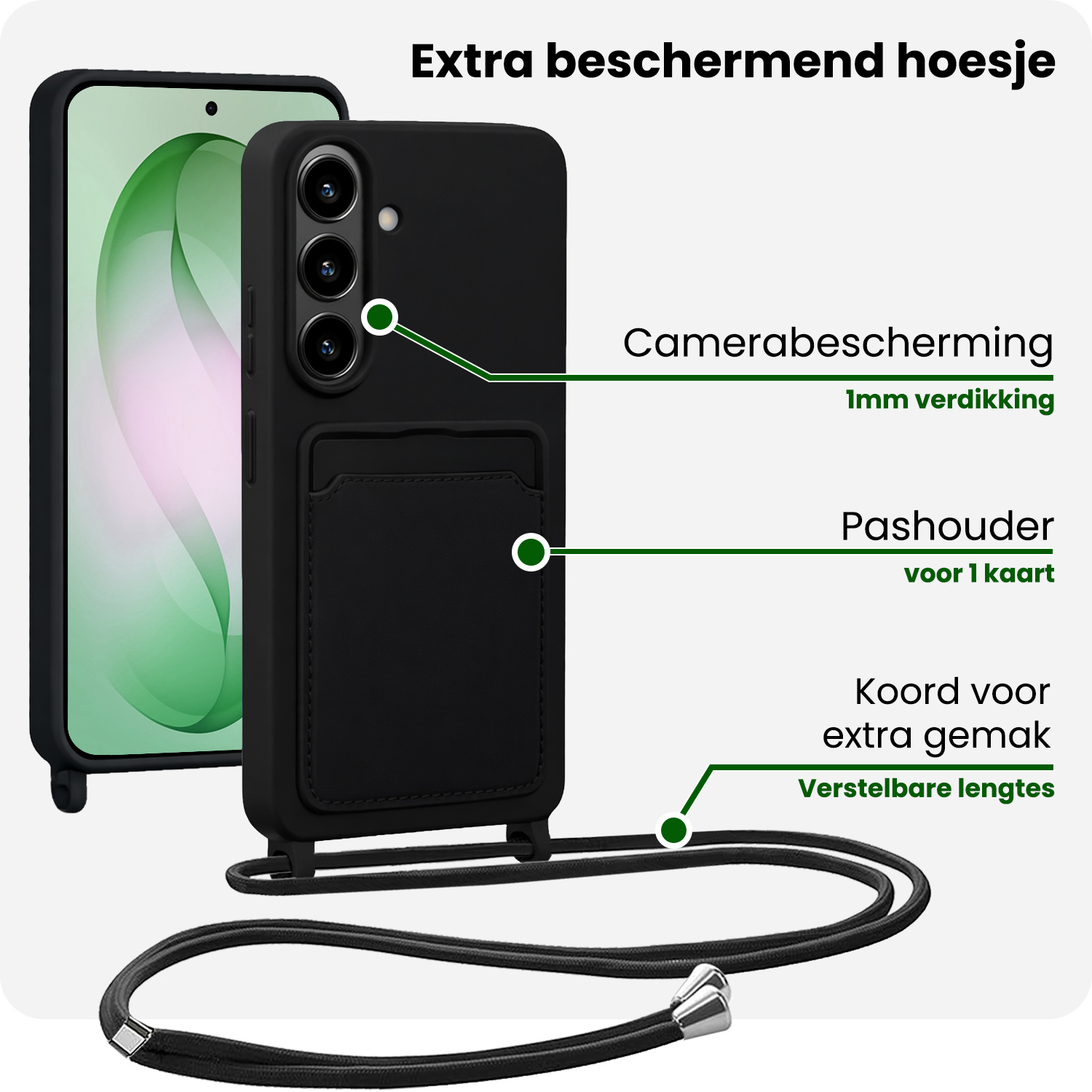 BASEY. BASEY. Samsung Galaxy S26 Plus Hoesje Pashouder met Koord - Zwart