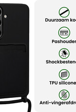 BASEY. BASEY. Samsung Galaxy S26 Plus Hoesje Pashouder met Koord Met 2x Screenprotector - Zwart
