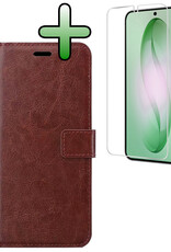 BASEY. BASEY. Samsung Galaxy S26 Plus Hoesje Bookcase Met Screenprotector - Bruin