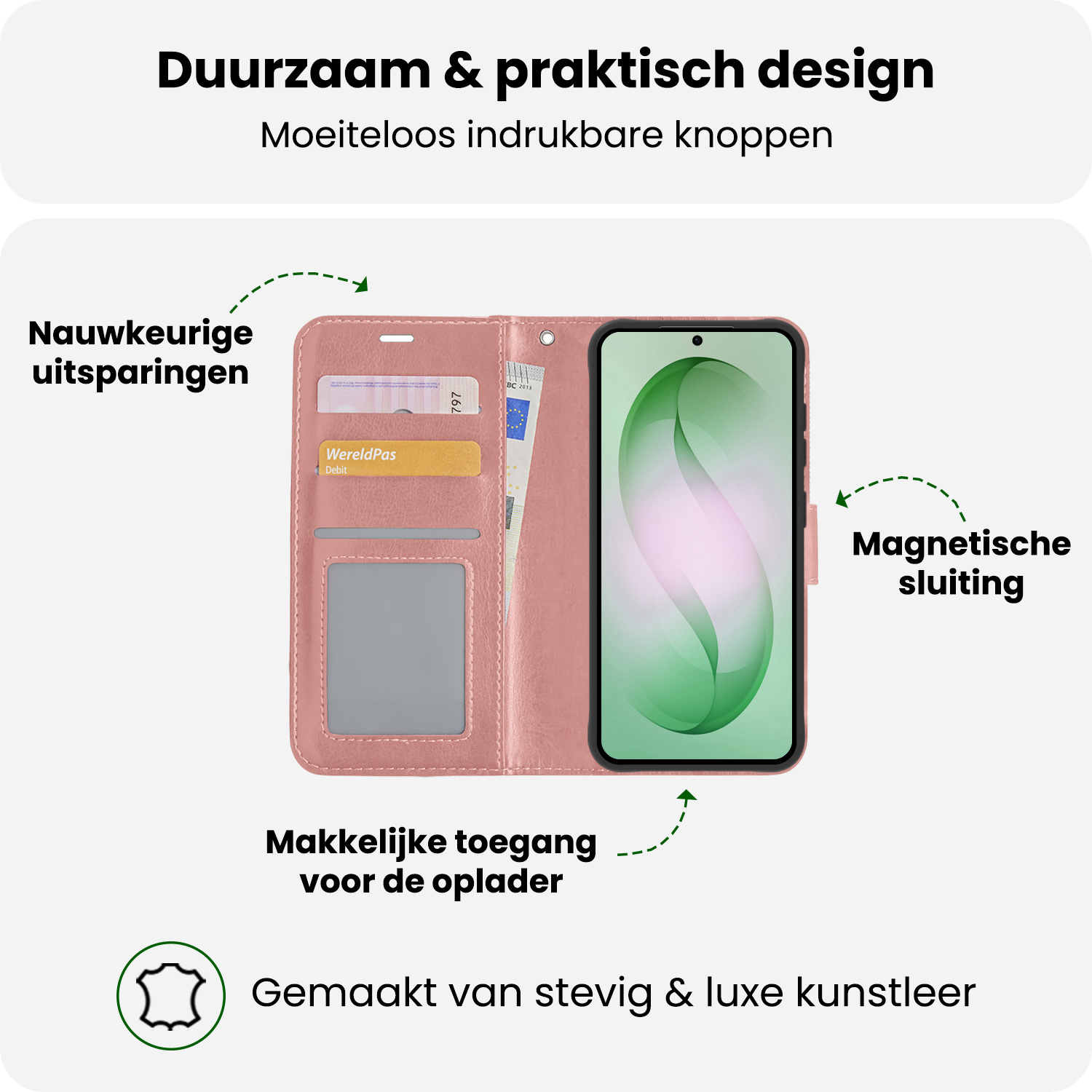 BASEY. BASEY. Samsung Galaxy S26 Plus Hoesje Bookcase Met Screenprotector - Rose Goud