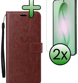 BASEY. BASEY. Samsung Galaxy S26 Plus Hoesje Bookcase Met 2x Screenprotector - Bruin