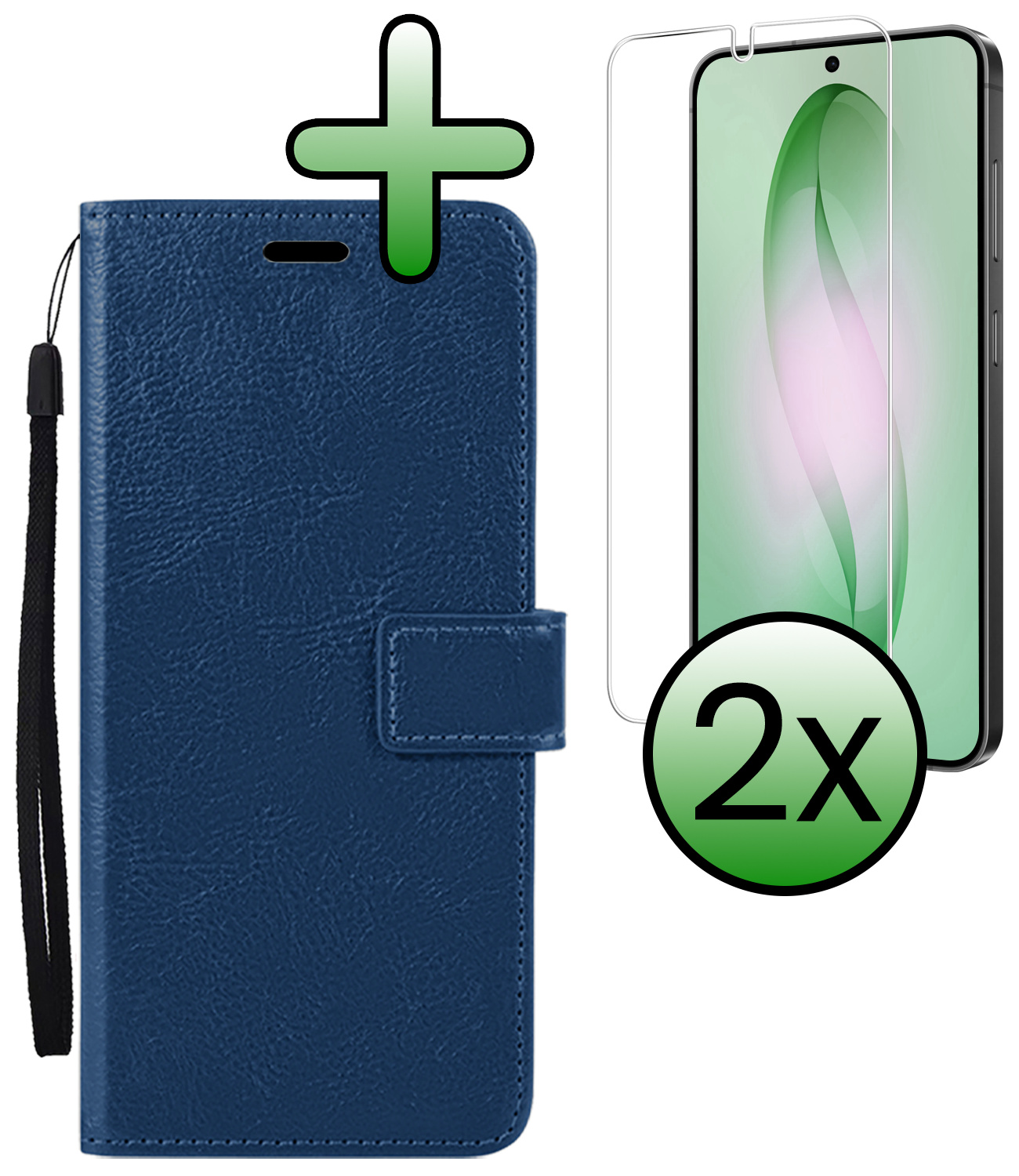 BASEY. BASEY. Samsung Galaxy S26 Plus Hoesje Bookcase Met 2x Screenprotector - Donkerblauw